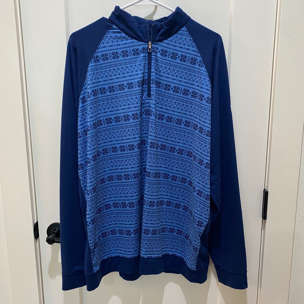 Holderness & Bourne Mens XL Blue Golf Quarter Zip Pullover Sweater